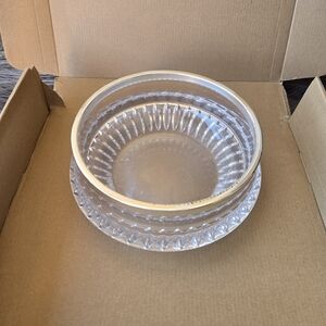 Gorham Full Lead Crystal Lyric Collection 7 5/8" Bowl w/Silverplated Rim